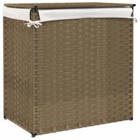 Wasmand met 2 vakken 53x35x57 cm poly rattan - thumbnail