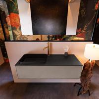 Badkamermeubelset Mondiaz Erin 120 cm met 1 Lade met RIDGE Wastafel Links Urban met 1 kraangat Greeploos Mat Smoke - thumbnail