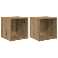 TV-kast met opslag 2 pcs Bruin 37 x 35 x 37 cm Bewerkt hout - thumbnail