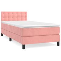 Boxspring met matras fluweel roze 90x190 cm - thumbnail