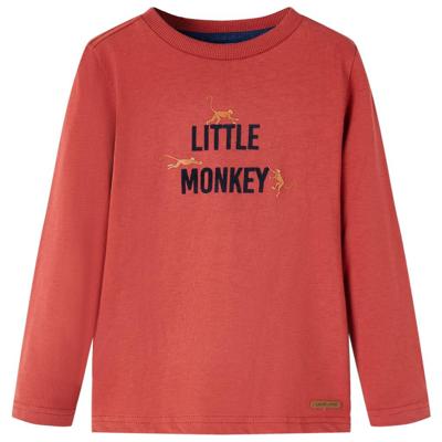 Kindershirt met lange mouwen aapjesprint 116 roodbruin Kindershirt met lange mouwen aapjesprint 116 roodbruin