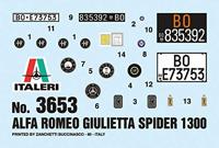 Italeri 3653 Alfa Romeo Giulietta Spider 1300 Auto (bouwpakket) 1:24 - thumbnail