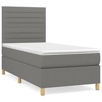 Boxspring met matras stof donkergrijs 90x200 cm - thumbnail