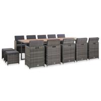 15-delige Tuinset met kussens poly rattan antraciet - thumbnail