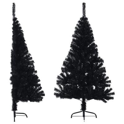 VidaXL Kunstkerstboom met standaard half 120 cm pvc zwart