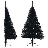 VidaXL Kunstkerstboom met standaard half 120 cm pvc zwart - thumbnail