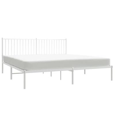 Bedframe met hoofdbord metaal wit 183x213 cm