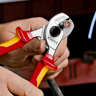 Knipex Kabelschaar | lengte 165 mm | hoofd verchroomd VDE met bevestigingsoog | meercomponenten mantels vorm 1 | 1 stuk - 95 16 165 T - 95 16 165 T - thumbnail