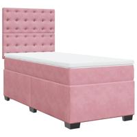 Boxspring met matras fluweel roze 90x190 cm - thumbnail