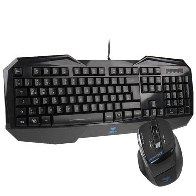 Aula Killing Soul Behead Series Wired USB Silent / Non-slip Keyboard with Blu-ray Backlight + 500-1000Hz Return Rate 7D Game Mouse Combo Kit German L