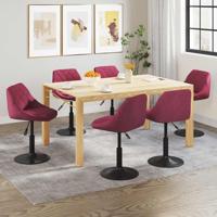 Eetkamerstoelen draaibaar 6 st fluweel wijnrood - thumbnail