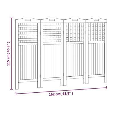 Kamerscherm met 4 panelen 162x2x115 cm massief acaciahout