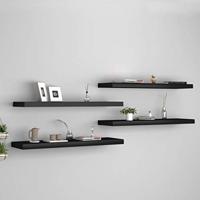 Wandschappen zwevend 4 st 90x23,5x3,8 cm MDF zwart - thumbnail