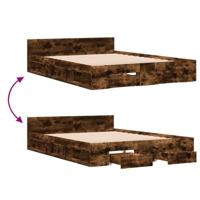 Bedframe met lades bewerkt hout gerookt eikenkleurig 135x190 cm - thumbnail