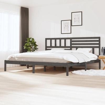 Bedframe massief grenenhout grijs 200x200 cm