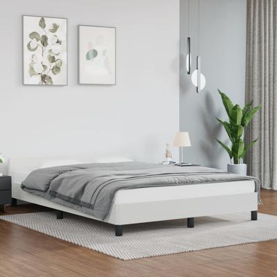 Bedframe met hoofdbord kunstleer wit 140x190 cm
