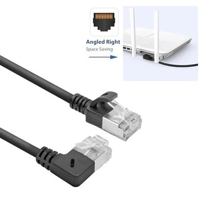 ACT DA2901 U/FTP CAT6A LSZH Slimline Patchkabel | RJ45 Connectoren Recht naar 90° Haaks Rechts | Zwart | 1 meter