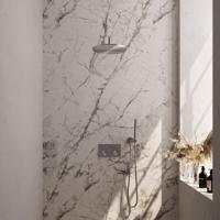 Brushed Edition thermostatische inbouw regendouche - SET 52: 30 cm douchekop, gebogen muurarm, staaf handdouche, doucheslang, wandaansluitbocht - RVS geborsteld PVD - thumbnail