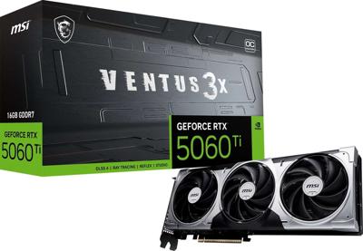 Grafische kaart - MSI - VENTUS GeForce RTX 5060 TI 16G 3X OC NVIDIA 16 GB GDDR7 - thumbnail