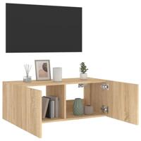 Tv-wandmeubel met LED-verlichting 80x35x31 cm sonoma eikenkleur - thumbnail