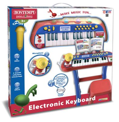 Bontempi keyboard junior 20 cm rood/blauw 4 delig Bontempi keyboard junior 20 cm rood/blauw 4 delig