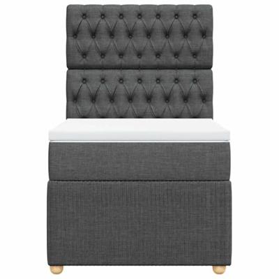 Boxspring met matras stof donkergrijs 90x190 cm