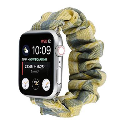 Elastisch scrunchie nylon bandje - Geel / Blauw - Geschikt voor Apple Watch 38mm / 40mm / 41mm / 42mm Elastisch scrunchie nylon bandje - Geel / Blauw - Geschikt voor Apple Watch 38mm / 40mm / 41mm / 42mm