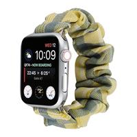 Elastisch scrunchie nylon bandje - Geel / Blauw - Geschikt voor Apple Watch 38mm / 40mm / 41mm / 42mm - thumbnail