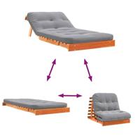 Futon slaapbank met matras 80x206x11 cm grenenhout wasbruin - thumbnail