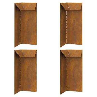 VidaXL Slakkenhekje 4 pcs roestig 10 x 10 x 25 cm cortenstaal