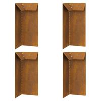 VidaXL Slakkenhekje 4 pcs roestig 10 x 10 x 25 cm cortenstaal - thumbnail