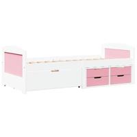 Slaapbank met 5 lades zonder matras IRUN 90x200 cm wit en roze - thumbnail
