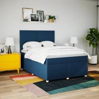 Boxspring met matras stof blauw 140x200 cm - thumbnail