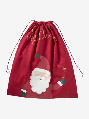 Personaliseerbare speelgoedzak Kerstman rood