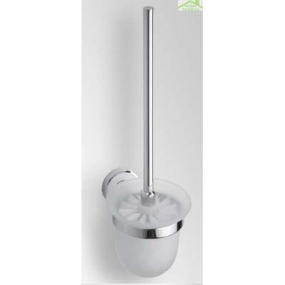 Toiletborstelhouder Sapho X-Round Hangend 11x39 cm Chroom / Melkglas