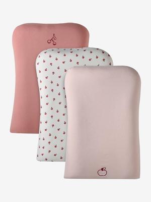 Set met 3 hoezen voor aankleedkussen veel roze