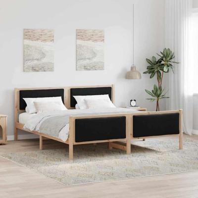 Bedframe met hoofdeinde Zwart 180 x 200 cm Stof