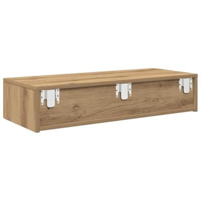 Wandschap met lades 80x33x17 cm bewerkt hout artisanaal eiken Wandschap met lades 80x33x17 cm bewerkt hout artisanaal eiken