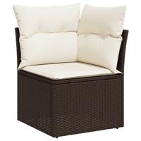 11-delige Loungeset met kussens poly rattan bruin - thumbnail