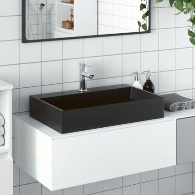VidaXL Wastafel 60x38x11 cm gegoten mineraal/marmer matzwart VidaXL Wastafel 60x38x11 cm gegoten mineraal/marmer matzwart