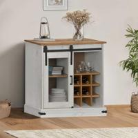 Dressoir HALDEN met schuifdeur 80x40x80 cm massief hout wit - thumbnail