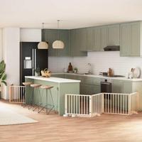 Hondenhek inklapbaar met deur 12 panelen 960 cm populierenhout - thumbnail