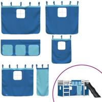 Stapelbed met glijbaan en gordijnen blauw 80x200 cm - thumbnail