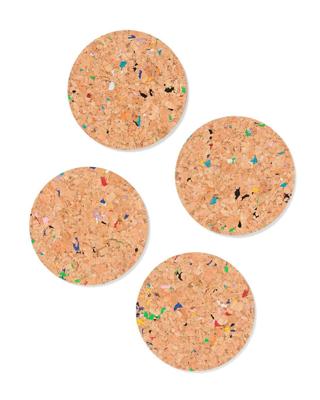 HEMA Onderzetters Ø 9.5 cm kurk recycled terrazzo - 4 stuks (terra)