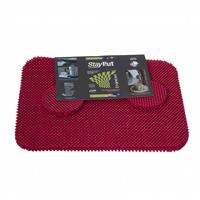 StayPut Antislip placemat en onderzetter set rood - thumbnail