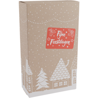 Flesdoos | Huisjes | karton | 2 flessen | 190x95x330mm | Kerstmis | 100 stuks - thumbnail