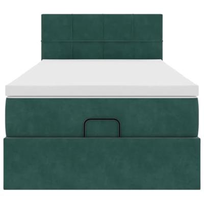 Ottoman bed met matras 90x200cm fluweel donkergroen