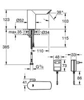 GROHE Bau Cosmopolitan waterbesparende elektronische wastafelkraan met infrarood m. menging 230V chroom 36453000 - thumbnail