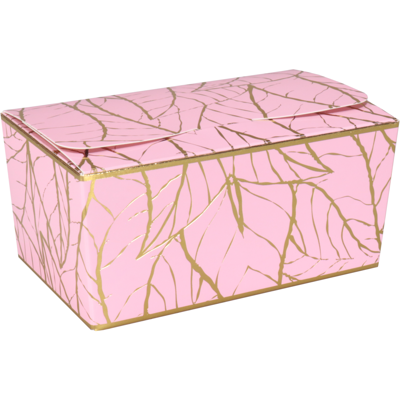 Ballotin | Leaves | karton + PP | 375gr | 125x73x62mm | roze/goud | 200 stuks