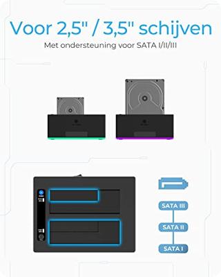 Icy Box IB-127CL-U3 basisstation voor opslagstations Zwart - thumbnail